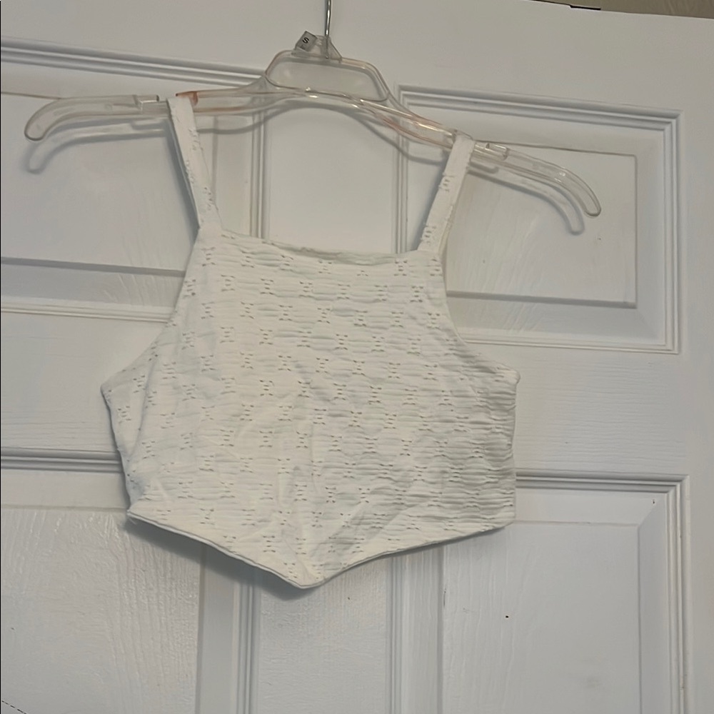 Zara White Sleeveless Boxy Crop Tank Top